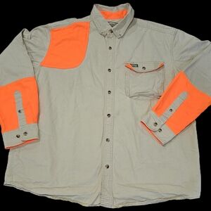 Gander Mountain Men's XL, Khaki Long-sleeve Hunting Shirt w/Blaze Orange